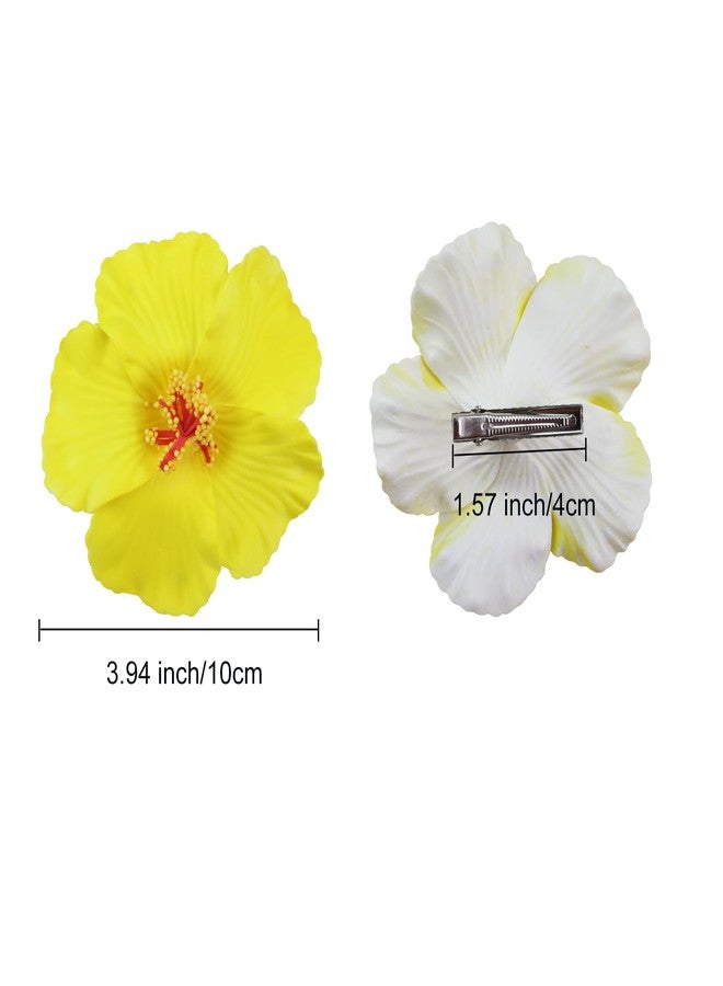 Aacehlh 6pcs Hawaiian Flower Hair Clips,3.94 Inch Plumeria Hair Clips Hibiscus Hair Barrettes for Hawaii Tropical Party Decorations, Luau Party Supplies favors, Bridal Wedding - Image 2